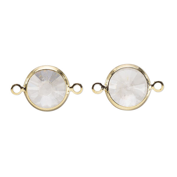 Link, Vintage Crystal™, crystal and  gold-plated brass, crystal clear, 12mm rivoli. Sold per pkg of 2. image number 0