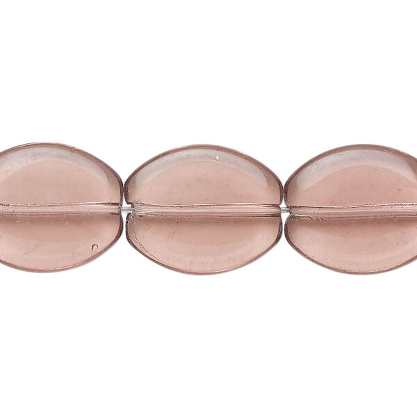 Bead, glass, translucent plum, 17x14mm flat oval. Sold per 15-1/2" to 16" strand, approximately 25 beads. image number 0