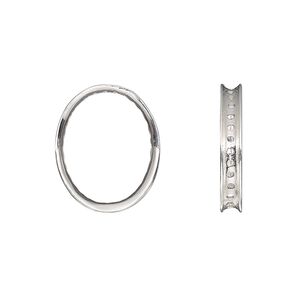 Component, Amoracast®, sterling silver, 20.5x16mm open oval with 3mm wide channel, 28 holes, fits 2-6mm bead. Sold individually.