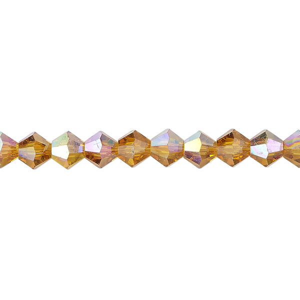 Bead 1pk transparent gold AB, Celestial Crystal® 6mm bicone 15.5-16 inch image number 0