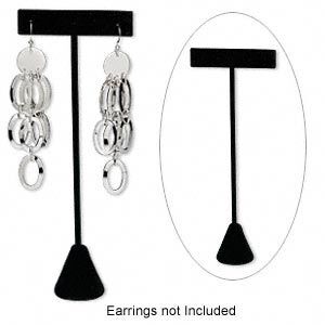 Display, earring, velvet, black, 6-1/2 x 2-1/2 x 1 inches. Sold individually.