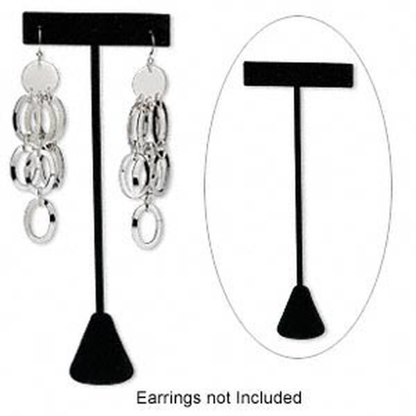 Display, earring, velvet, black, 6-1/2 x 2-1/2 x 1 inches. Sold individually. image number 0