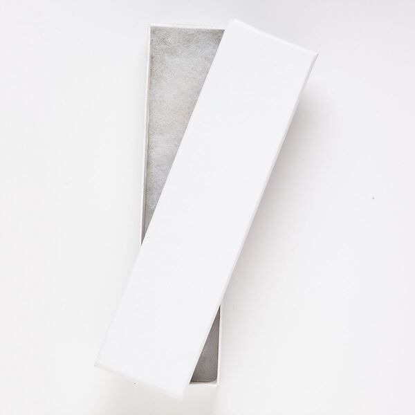 Box, paper and cotton, white, 8 x 2 x 1-inch rectangle. Sold per pkg of 2. image number 0