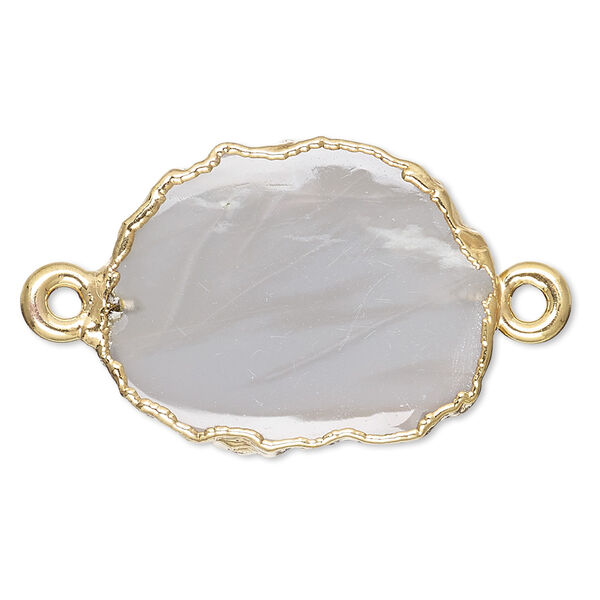 Grey moonstone / sterling silver 1pkg2, electrocoated gold-plated freeform rectangle link natural 13x12mm-15x14mm image number 0