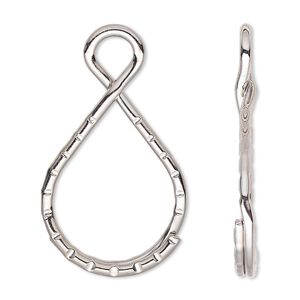 Split ring, imitation nickel-finished steel, 37x18mm teardrop with loop. Sold per pkg of 10.