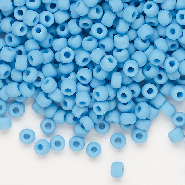 Seed bead, Dyna-Mites™, glass, opaque matte light blue, #6 round. Sold per 40-gram pkg. image number 0