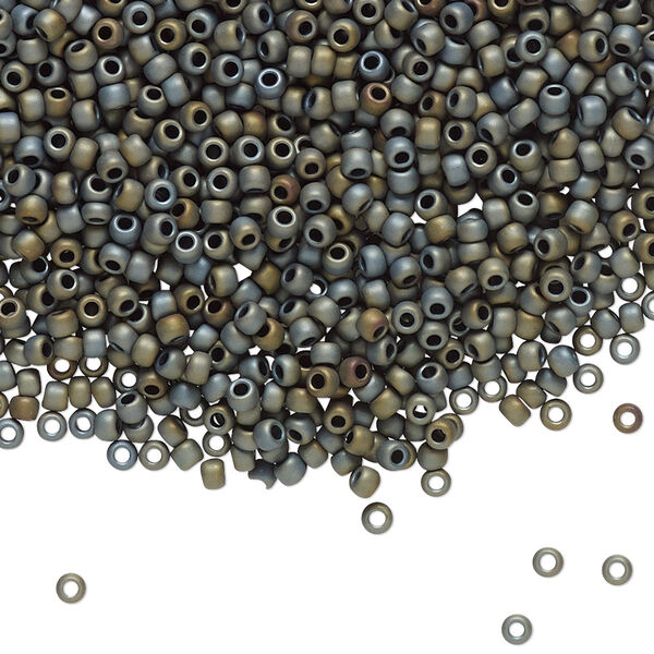 Seed bead, TOHO BEADS®, glass, pkg/7.5g, #11 round, opaque matte iris grey (TR-11-613). image number 0
