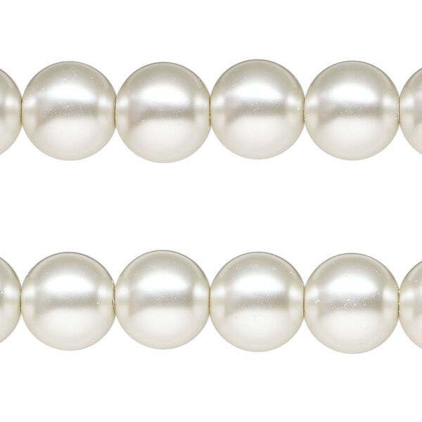 Bead, glass pearl, silver-white, 10mm round. Sold per pkg of pkg of (2) 15-1/2" to 16" strands. image number 0