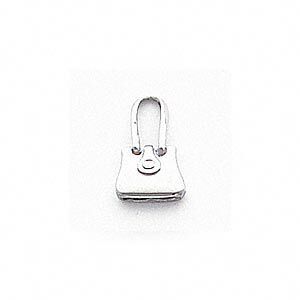 Charm, 14KtW white gold, 14x9mm purse. Sold individually.