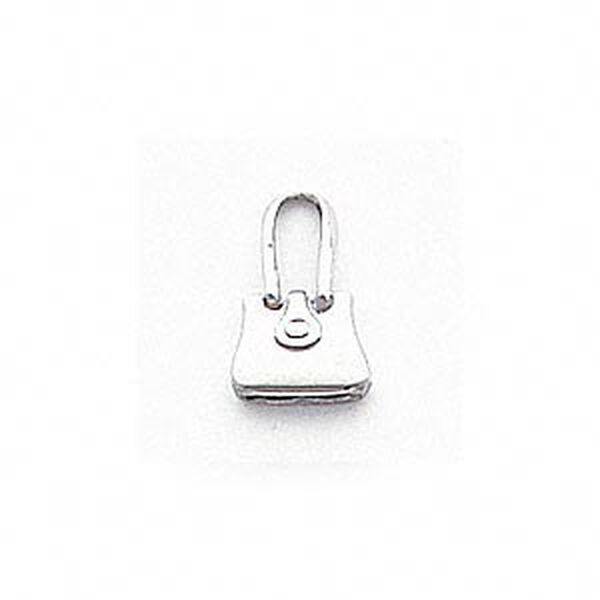Charm, 14KtW white gold, 14x9mm purse. Sold individually. image number 0