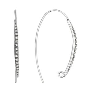 Ear wire 1pkg2 sterling silver, 33mm beaded / open loop, 20 gauge antiqued 1 pair