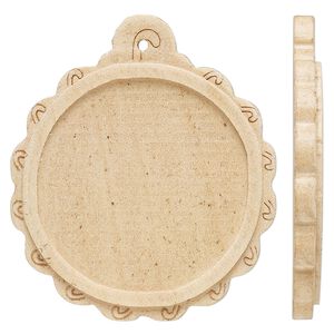 Focal, Japanese pagoda wood (natural), tan, 38mm single-sided top-drilled round with 30mm non-calibrated round glue-in setting. Sold per pkg of 8.