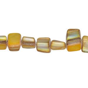 Mother-of-pearl shell 1pkg1, triangle tube bead 14 inch antique gold 7x6mm-10x9mm