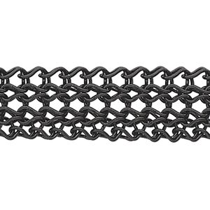 Wire, enamel and copper, black, 3.5mm flat knit. Sold per 25-foot spool.