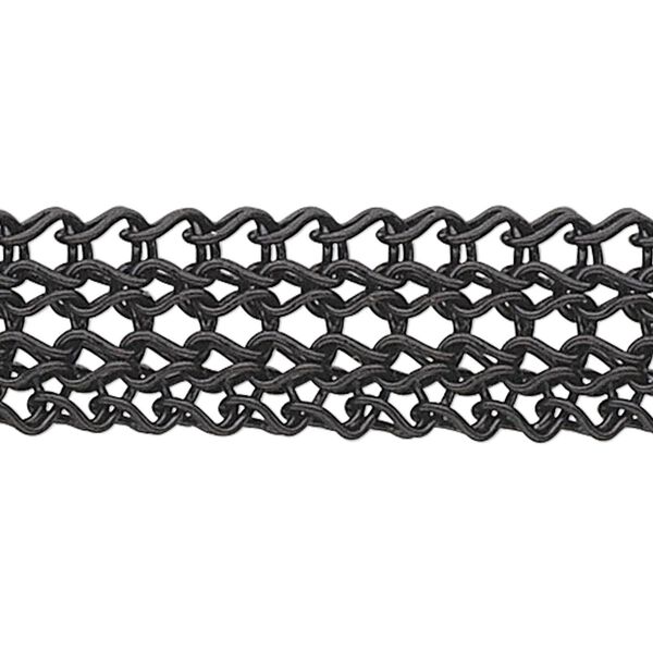 Wire, enamel and copper, black, 3.5mm flat knit. Sold per 25-foot spool. image number 0