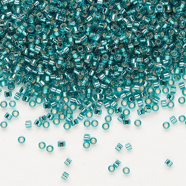 Seed bead, Delica®, glass, pkg/7.5g, #11 round, transparent silver-lined teal (DB-1208). image number 0