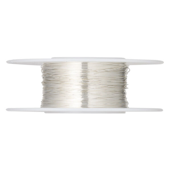 Wire, sterling silver, dead-soft, round, 32 gauge. Sold per 1/4 ounce spool, approximately 76 feet. image number 0