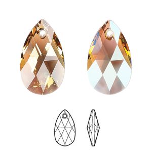 Drop 1pk light Colorado topaz shimmer, Crystal Passions® 22x13mm pendant pear 6106