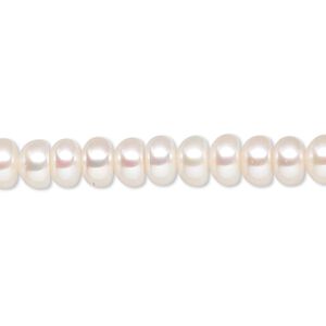 Pearl, cultured freshwater (bleached), white, 6.5-7mm button, B grade, Mohs hardness 2-1/2 to 4. Sold per 15-1/2" to 16" strand.