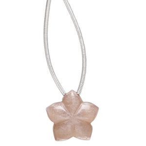 Coffee moonstone 1pkg1, hand-cut top-drilled 2-sided carved flower bead natural 16x16mm