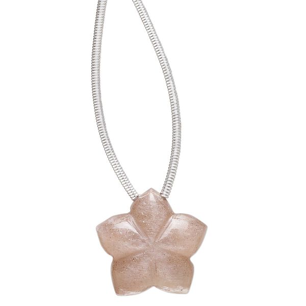 Coffee moonstone 1pkg1, hand-cut top-drilled 2-sided carved flower bead natural 16x16mm image number 0