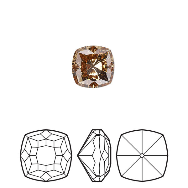 Fancy stone 2pk light Colorado topaz foil back, Crystal Passions® 10mm magical square 4460 image number 0