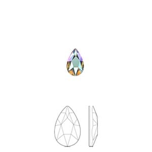 Flat back 144pk vintage rose shimmer foil back, Swarovski® 8x5mm pear 2303