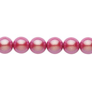 Bead, Czech pearl-coated glass druk, opaque iridescent red, 8mm round. Sold per 15-1/2" to 16" strand.