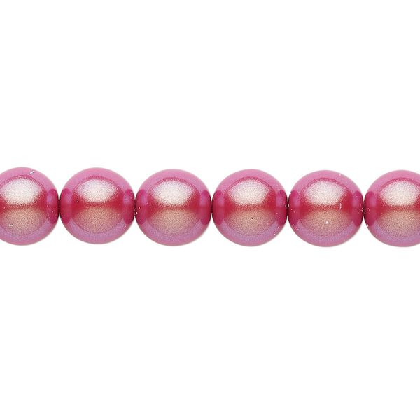 Bead, Czech pearl-coated glass druk, opaque iridescent red, 8mm round. Sold per 15-1/2" to 16" strand. image number 0