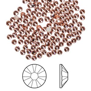 Flat back 1440pk rose peach foil back, Swarovski® 2.5-2.7mm rose round SS9 2058