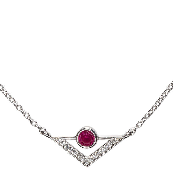 Necklace, Simple and Sleek Jewelry™, cubic zirconia pendant and rhodium-plated sterling silver chain, 16 inches with 2-inch extender chain. Sold individually. image number 0