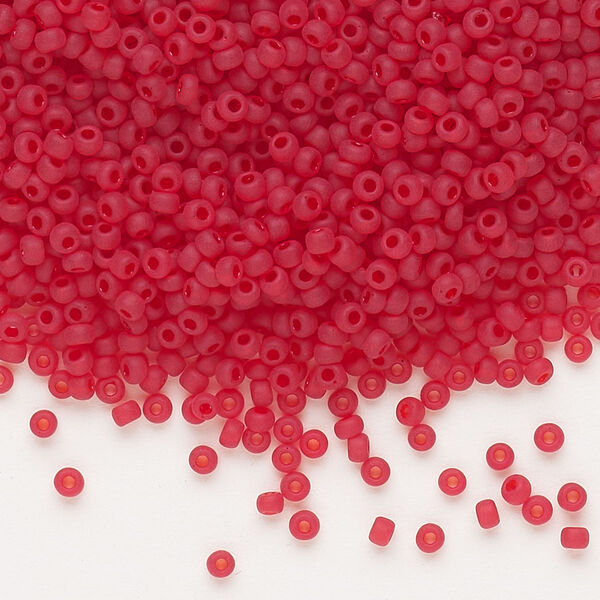Seed bead, Dyna-Mites™, glass, pkg/40g, #11 round, translucent matte red, (7MA 11/0 RR). image number 0