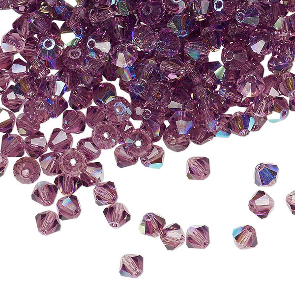 Bead 144pk amethyst AB, Preciosa Czech crystal 4mm bicone image number 0