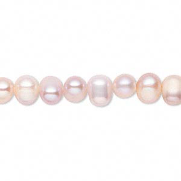 Pearl, cultured freshwater, mauve, 5-6mm semi-round, D grade, Mohs hardness 2-1/2 to 4. Sold per 15-1/2" to 16" strand. image number 0