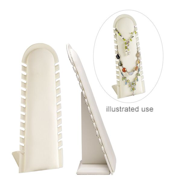 Display, 12-strand necklace, Nabuka leatherette and cardboard, cream, 12-1/4 x 4-1/2 x 3-1/2 inch. Sold individually. image number 0