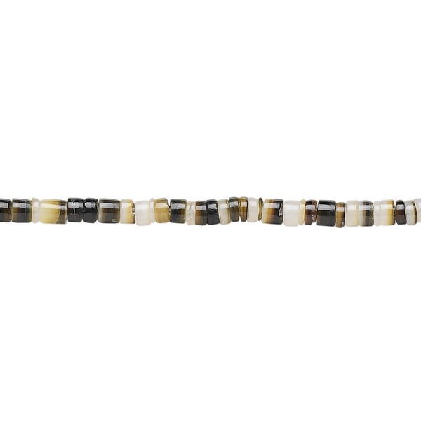 Bead, black lip shell (natural), 2-3mm hand-cut heishi, Mohs hardness 3-1/2. Sold per 24-inch strand. image number 0