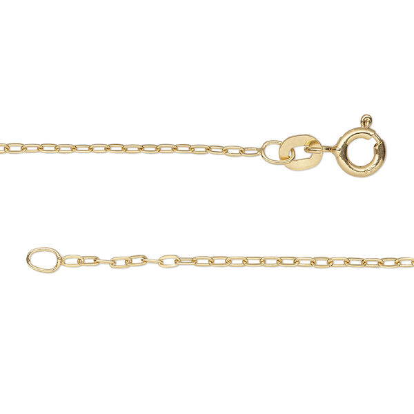 Chain, "vermeil," 1.4mm long cable, 18 inches with springring clasp. Sold individually. image number 0