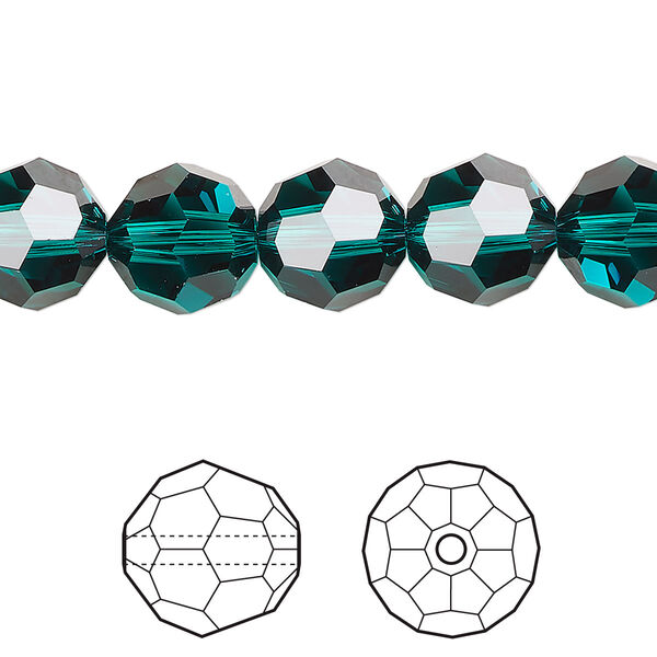 Bead 144pk emerald, Swarovski® 10mm round 5000 image number 0