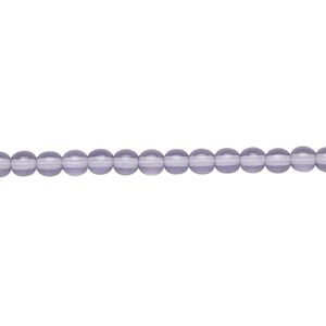 Bead, Czech glass druk, transparent lilac, 4mm round. Sold per 15-1/2" to 16" strand.