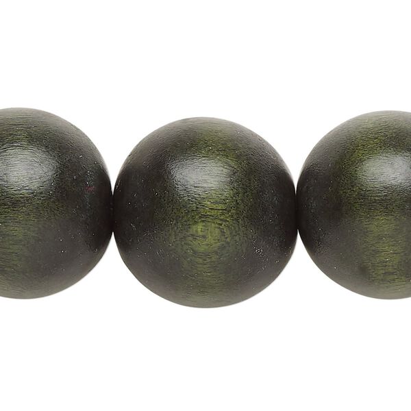 Bead, Taiwanese cheesewood (dyed / waxed), dark forest green, 19-20mm round. Sold per 15-1/2" to 16" strand. image number 0
