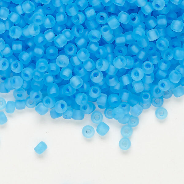 Glass Dyna-Mites™ seed bead 1pkg1, #8 round translucent inside dyed color matte sky blue (244MA 8/0 RR) 40g image number 0
