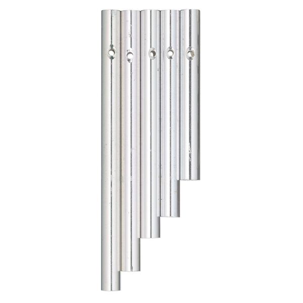 Wind chime component, aluminum, 3 x 5/16 to 5 x 5/16 inch graduated solid rod with 2.4mm beveled hole. Sold per 5-piece set. image number 0
