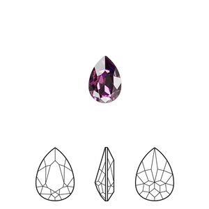 Fancy stone 4pk amethyst foil back, Crystal Passions® 10x7mm pear 4320