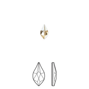 Flat back 12pk crystal golden shadow foil back, Crystal Passions® 7.5x4mm flame 2205