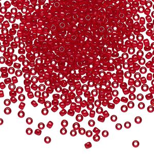 Seed bead, TOHO BEADS®, glass, pkg/50g, #11 round, transparent ruby (TR-11-5C).