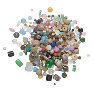 Multi-gemstone / glass 1pkg1, drilled / undrilled mixed shape bead 1/2 lb mix 4-35mm
