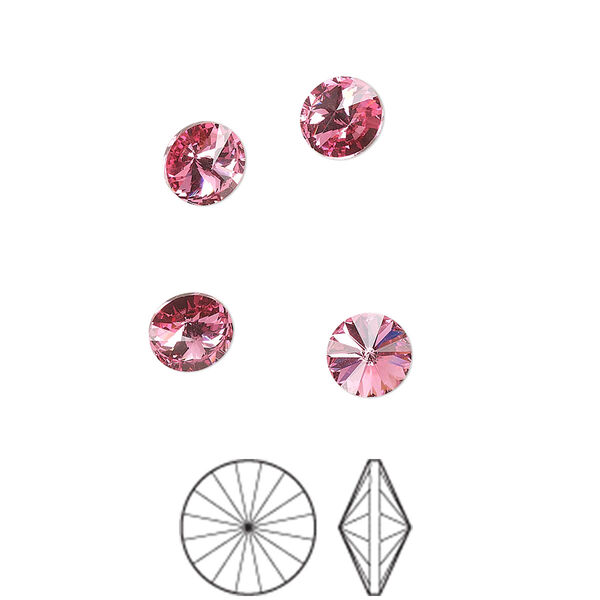 Chaton 12pk rose foil back, Preciosa MAXIMA Czech crystal rhinestone 6.14-6.32mm rivoli SS29 image number 0