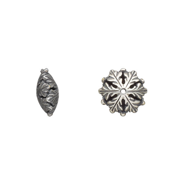 Bead, JBB Findings, antique silver-plated brass, 11.5x5mm snowflake rondelle. Sold per pkg of 2. image number 0