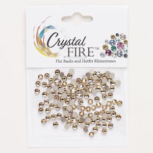 Flat back 144pk crystal golden shadow foil back, Crystal Fire® 3.00-3.12mm round SS12