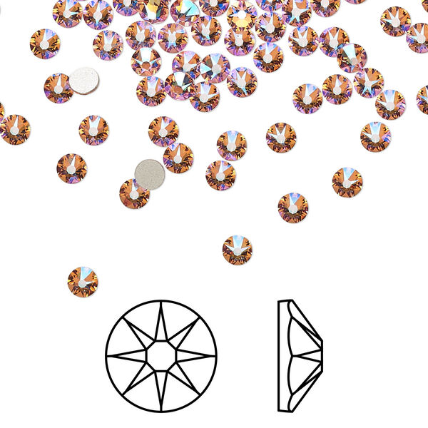 Flat back 144pk light rose shimmer foil back, Crystal Passions® 3-3.2mm rose round SS12 2088 image number 0